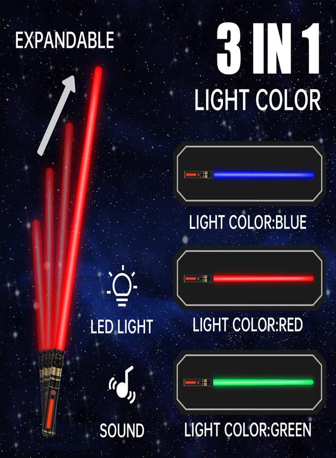 KEGOZ Light Saber for Kids, 3 Packs 3 Colors Light Sword with FX Sound (Motion Sensitive) and Glowing Handle, Expandable Light Sabers Set for Halloween Xmas Children's Day Gifts - Image 4